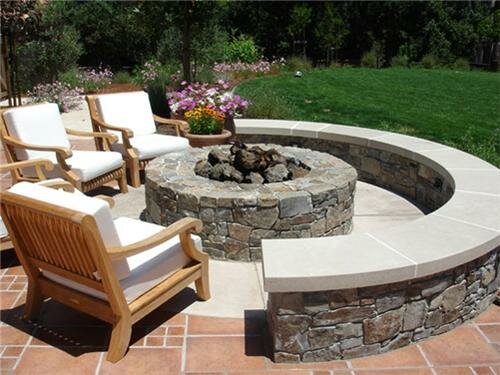 Firepit with sitting wall