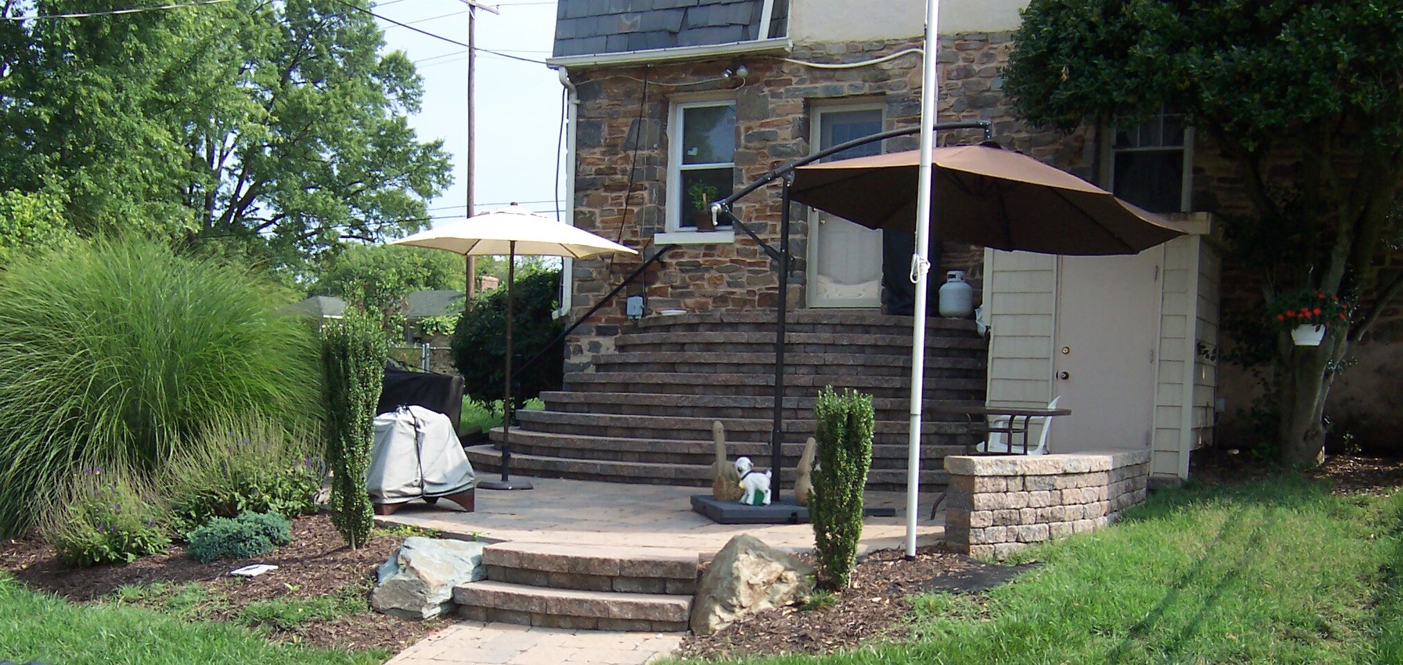 Half circle steps with patio